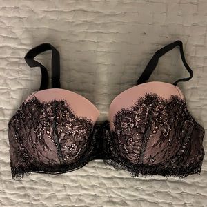Victoria’s Secret Dream Angels Pink/black lace Demi Bra - 34D